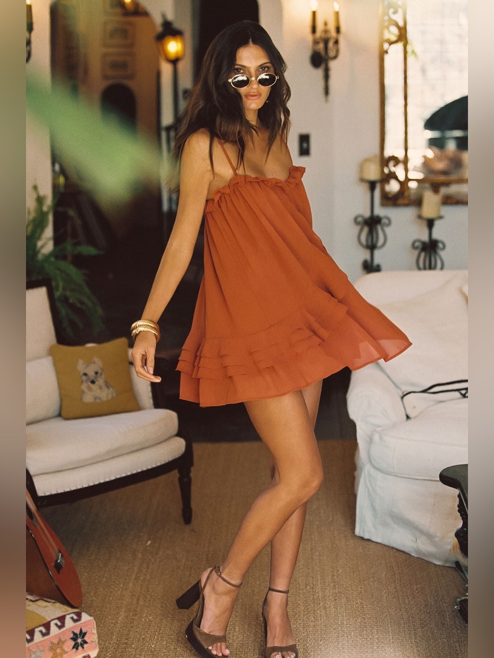 12th Tribe Golden Hour Rust Mini Dress - Size M